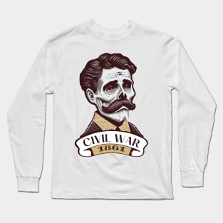 Admiral Skully Portrait Civil War 1861 Long Sleeve T-Shirt